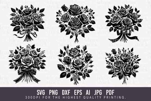 Download Rose Bouquet. Silhouette. Rose. SVG. - Bouquet Collection