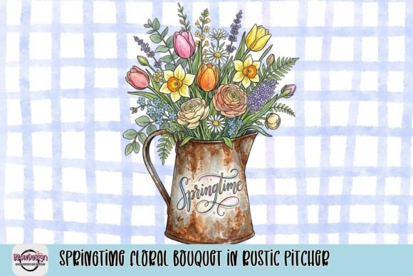 Download Springtime Floral Bouquet in Rustic Pitcher - Bouquet Collection