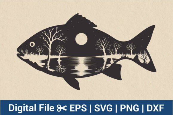 Download Moon Lake Fish Silhouette SVG Nature. - Nature Collection