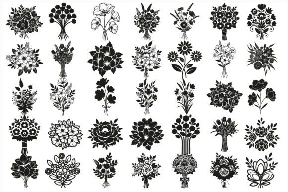 Download Elegant Floral Bouquet Silhouette - Bouquet Collection