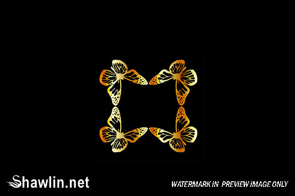 Download Golden Butterfly Design Element on Black - Black Collection
