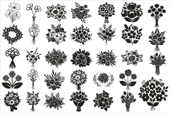 Download Elegant Floral Bouquet Silhouette - Bouquet Collection
