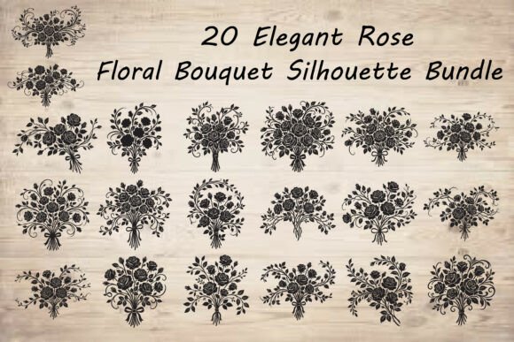 Download Elegant Rose Floral Bouquet Silhouette - Bouquet Collection