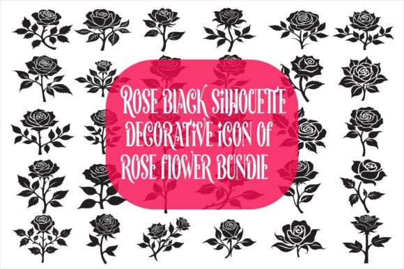 Download Rose Black Silhouette Decorative Bundle - Black Collection