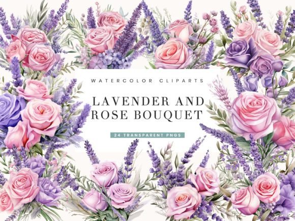 Download Lavender and Rose Bouquet Clipart Bundle - Bouquet Collection