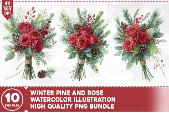 Download Winter Pine and Rose Bouquet PNG Bundle - Bouquet Collection