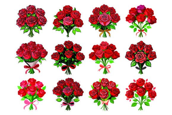 Download Rose Bouquet Bundle Vector Set Collectio - Bouquet Collection