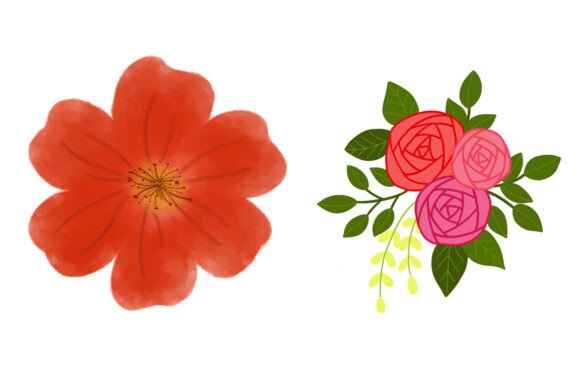 Download Watercolor Blossom and Rose Bouquet - Bouquet Collection