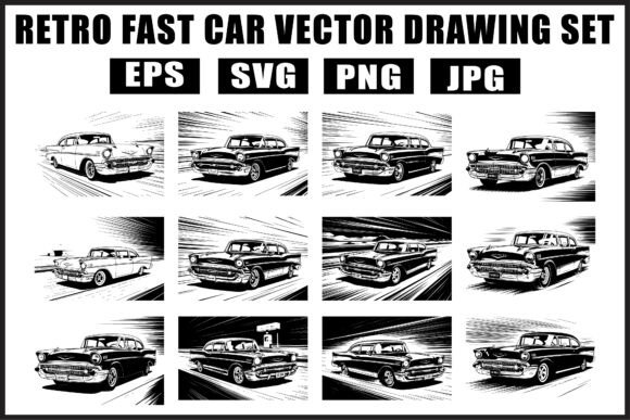 Download Retro Black &amp; White Car SVG Pack - Black Collection