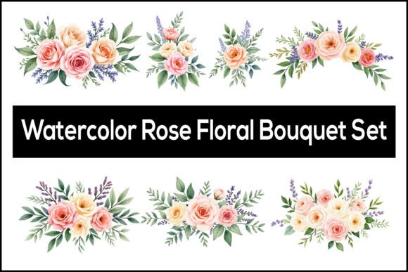 Download Watercolor Rose Floral Bouquet Set - Bouquet Collection